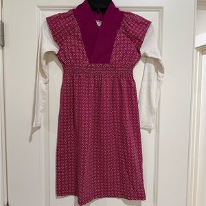 Tea Collection Magenta and White Long Sleeve Dress